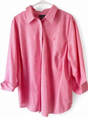 Ralph Lauren Pink Gingham Long-Sleeve Button Shirt